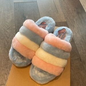UGG Pride Pink/Blue Slippers. Size 7.